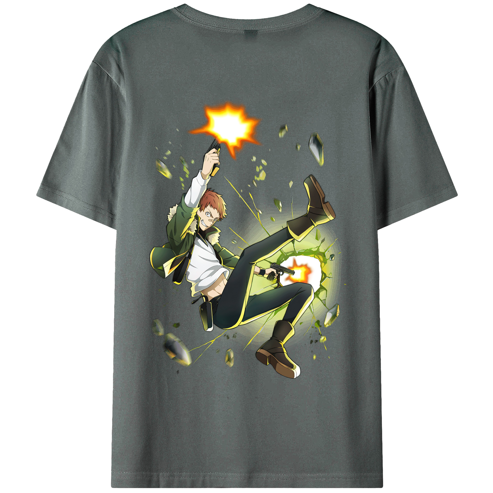 （画像用） 文豪ストレイドッグス Bungo Stray Dogs 綿100％ メンズ半袖Tシャツ（バックプリント） 通気性